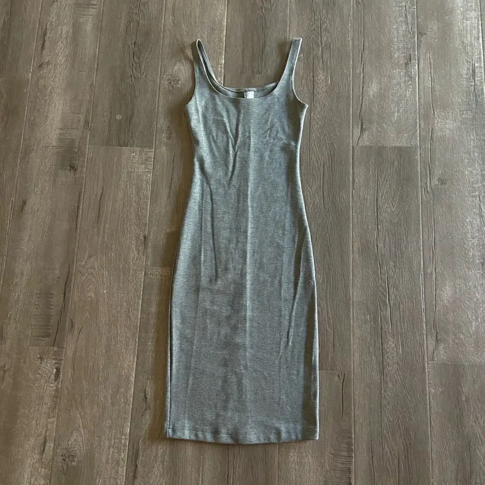 american apparel grey dress American Apparel Gray Midi Dress